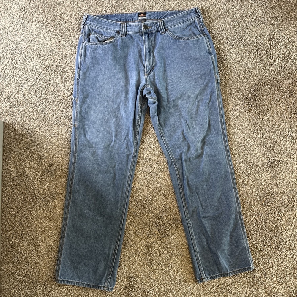 RidgeCut Toughwear Carpenter Jeans Men Straight Leg Blue Denim Size 38x34